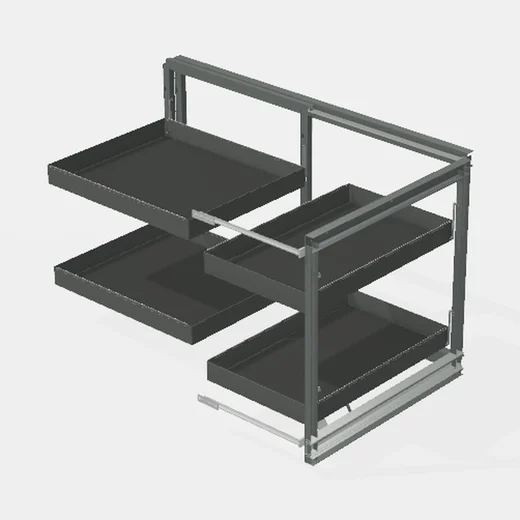 Sistema "Magic Corner" Mano Derecha - Cierre Suave - Módulo 450mm - Capacidad: 50kg. - Al x An x Pr(mm): 864-900x530x580 - Color ANTRACITA