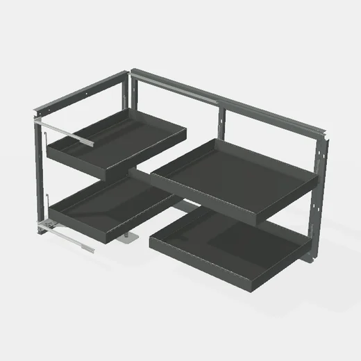 Sistema "Magic Corner" Mano Izquierda - Cierre Suave - Módulo 450mm - Capacidad: 50kg. - Al x An x Pr(mm): 864-900x530x580 - Color ANTRACITA