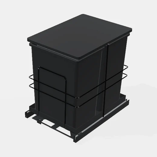 Porta Residuos Doble Con Telescópicas Capacidad 14+14lt. Para módulo 400mm Color NEGRO Al x An x Pr(mm): 290x400x390