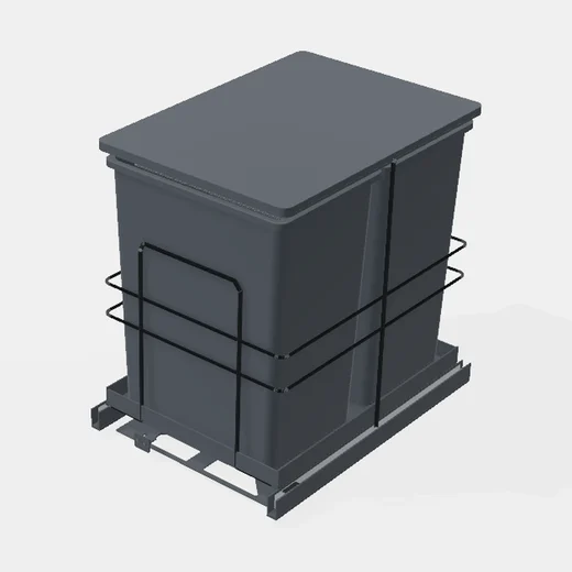 Porta Residuos Doble Con Telescópicas Capacidad 14+14lt. Para módulo 400mm Color ANTRACITA Al x An x Pr(mm): 290x400x390