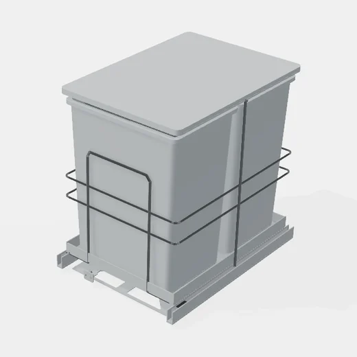 Porta Residuos Doble Con Telescópicas Capacidad 14+14lt. Para módulo 400mm Color GRIS Al x An x Pr(mm): 290x400x390