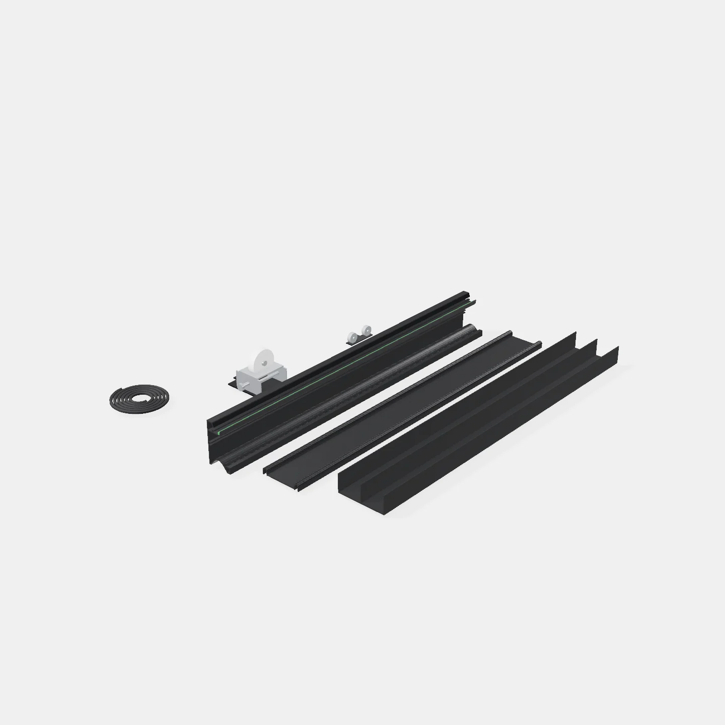 Kit de Placard Aluminio Dos Puertas - Largo: 2,0mt - Color Negro $