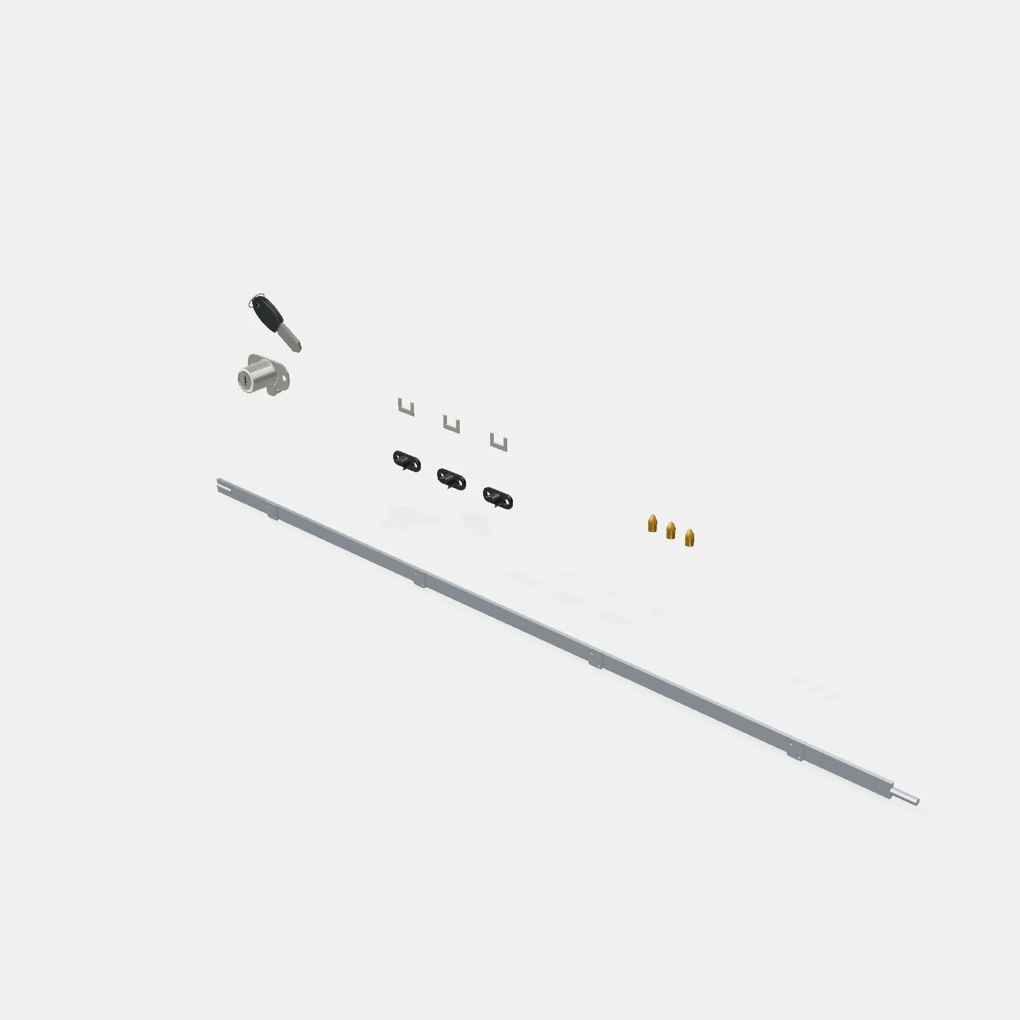 Cerradura Varilla - Llave Articulada - Largo: 600mm x 22mm - Niquel