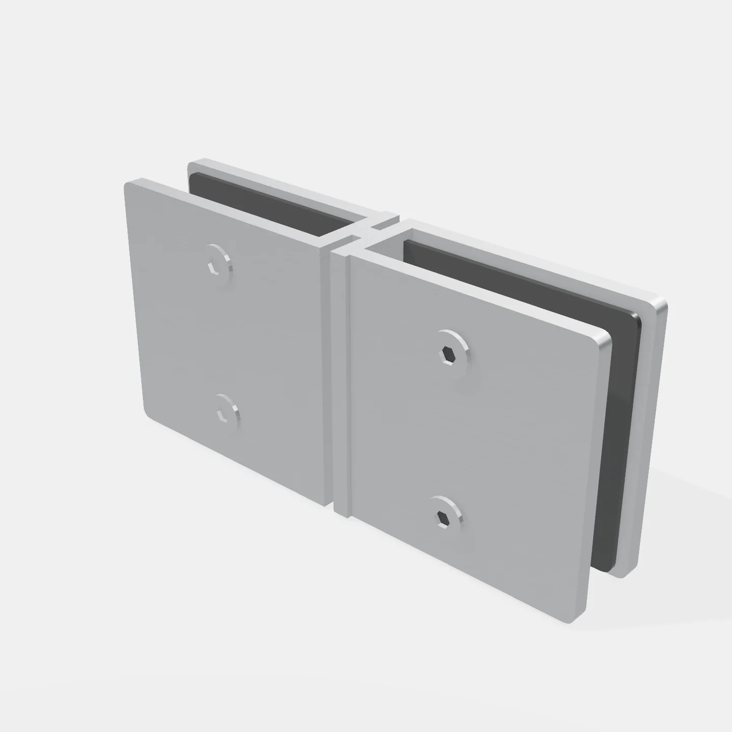Conector Para Vidrio 180° Vidrio - Vidrio Acero Inoxidable