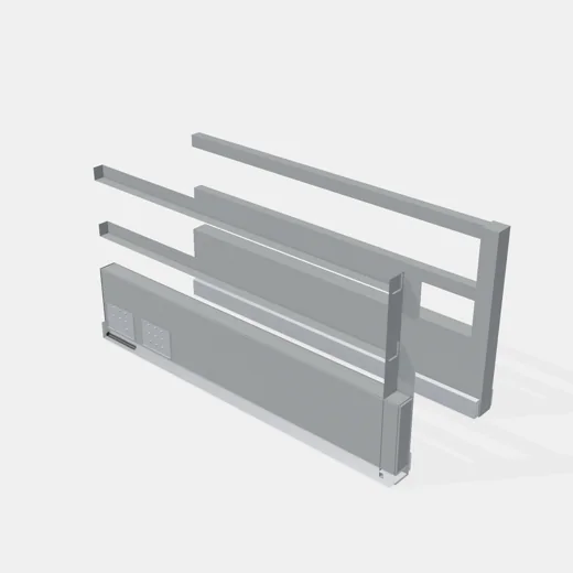 Sistema Lateral Tandem Box + Cierre Suave - Altura: 199mm - Largo: 400mm - Capacidad de carga: 40kg. - Color Gris