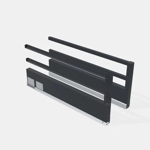 Sistema Lateral Tandem Box + Cierre Suave - Altura: 199mm - Largo: 450mm - Capacidad de carga: 40kg. - Color Negro